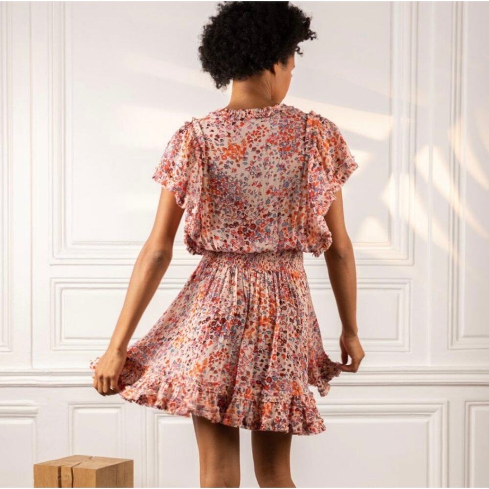 Coquette Mini Dress Poupette St. Barth Amber Women’s Small Ruffled Floral Pink - Picture 5 of 11